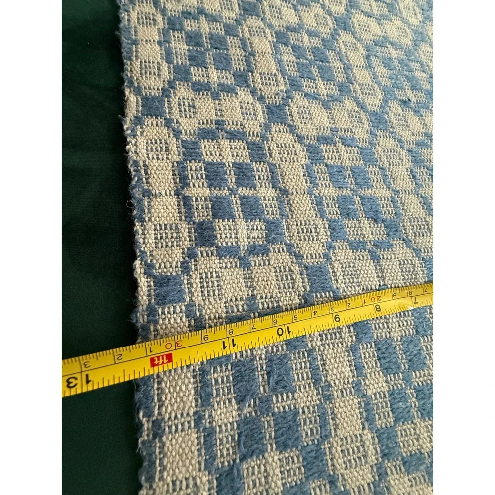 Vintage‎ Blue White Handwoven Placemat Set Geometric Pattern Cottage Decor